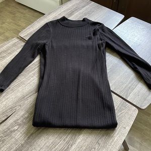 Black mock neck long sleeve sweater dress full length